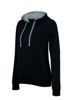 LADIES’ CONTRAST Kapucnis felső SWEATSHIRT Black/Fine Grey